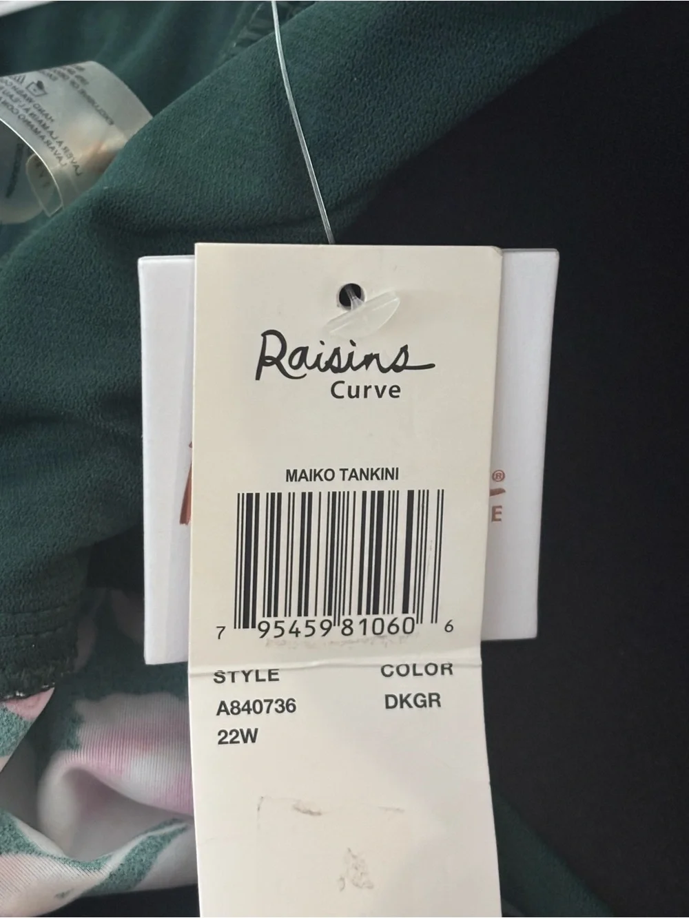 Raisins Curve Tankini Top in Deep Green